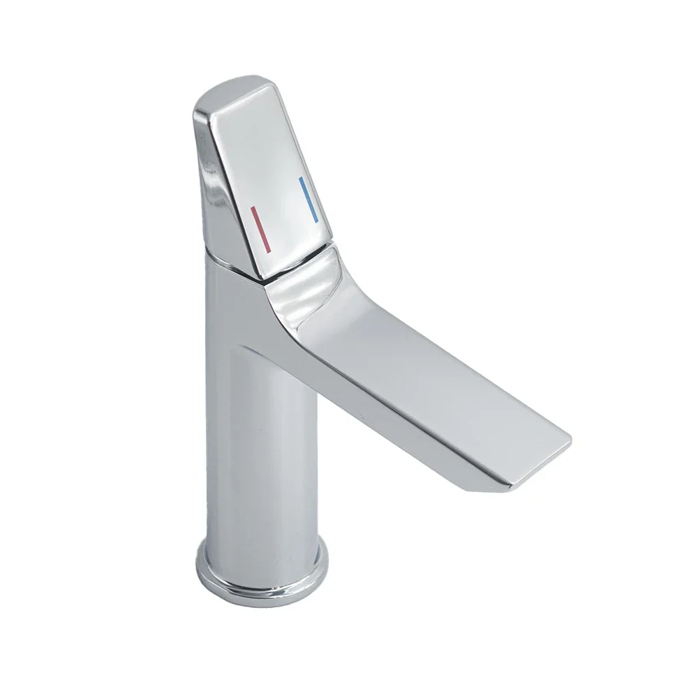 Single-Hole Bathroom Faucet High Quality Zinc Alloy Finish Hot & Cold Mixed Water Ceramic Valve