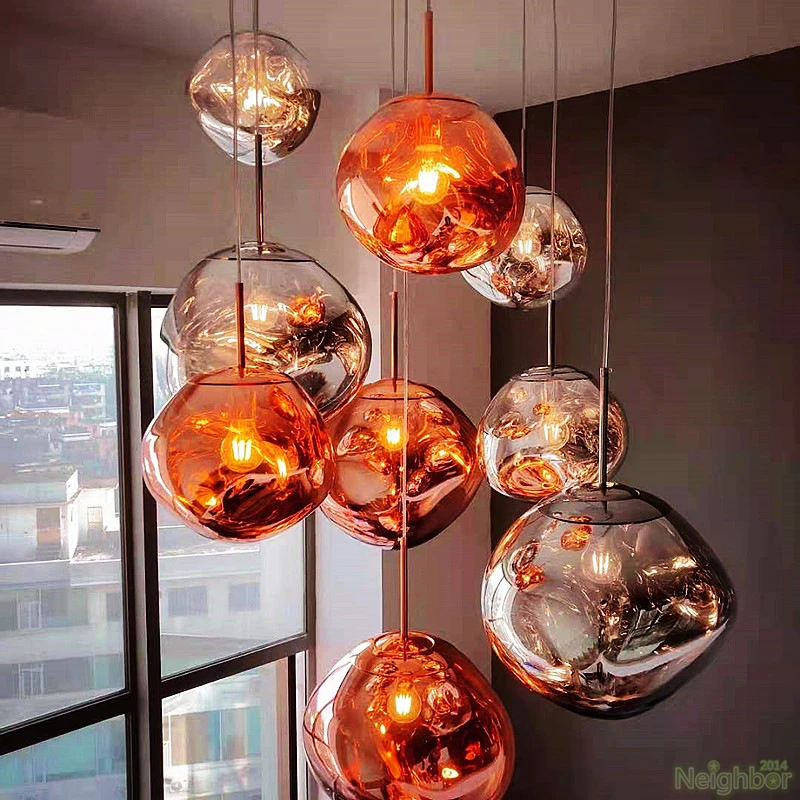 

Nordic Mirror Lampshade Led Pendant Light Bar Lava Ball Ceiling Lamps Loft Pendant Hanging Lamp Kitchen Fixtures Decoration Art