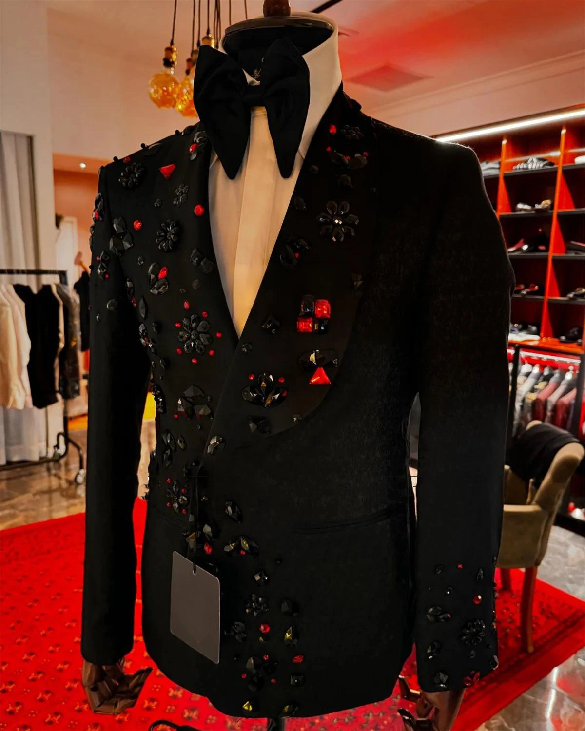 

Luxury Beading Crystals Men Suits 2-piece Men's Suit Embroidered wedding tailcoat Men's Stage Costume Temperament Party Gowns