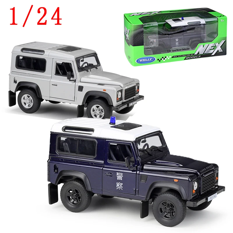 

WELLY литой под давлением масштаб 1/24 модель Land Rover Defender автомобиля Land Rover Гонконг полицейская машина игрушки для мальчиков оригинальная коробка