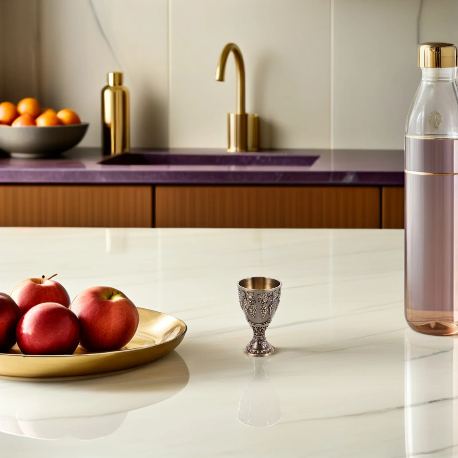 2 قطعة سبائك الزنك خمر كأس الكأس مجموعة أنيقة تنقش الأزهار كأس النبيذ المعدني لحفلات الزفاف الطقوس الأحداث الكنيسة #3