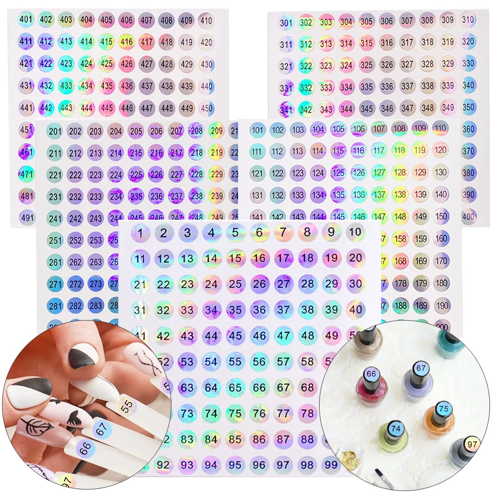 1/5Pcs Nail Polish Number Sticker Label Color Gel Varnish Glue Bottle Lipstick Nails Tips Display Mark Numbering Manicure Tool