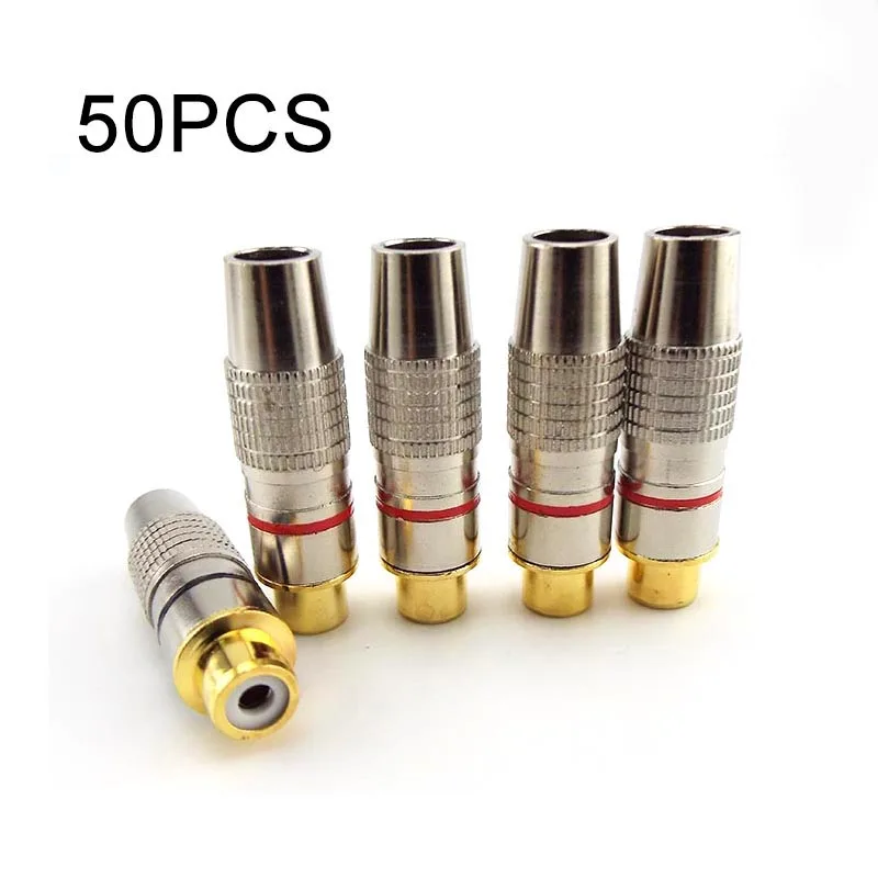 50pcs Wholesale RCA Female Jack Plug Connector Gold Plated Solder Audio Video Adapter RCA Female Convertor for Coaxial Cable C6