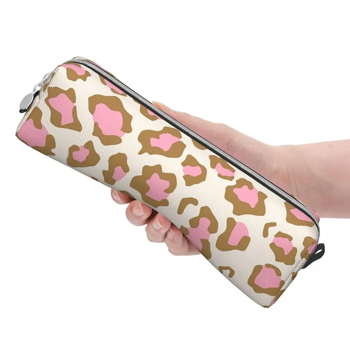 Astuccio con motivo leopardato rosa astuccio per matite con macchie di animali astucci per penne per ragazze e ragazzi borsa portaoggetti grande per studenti cosmetici per la scuola