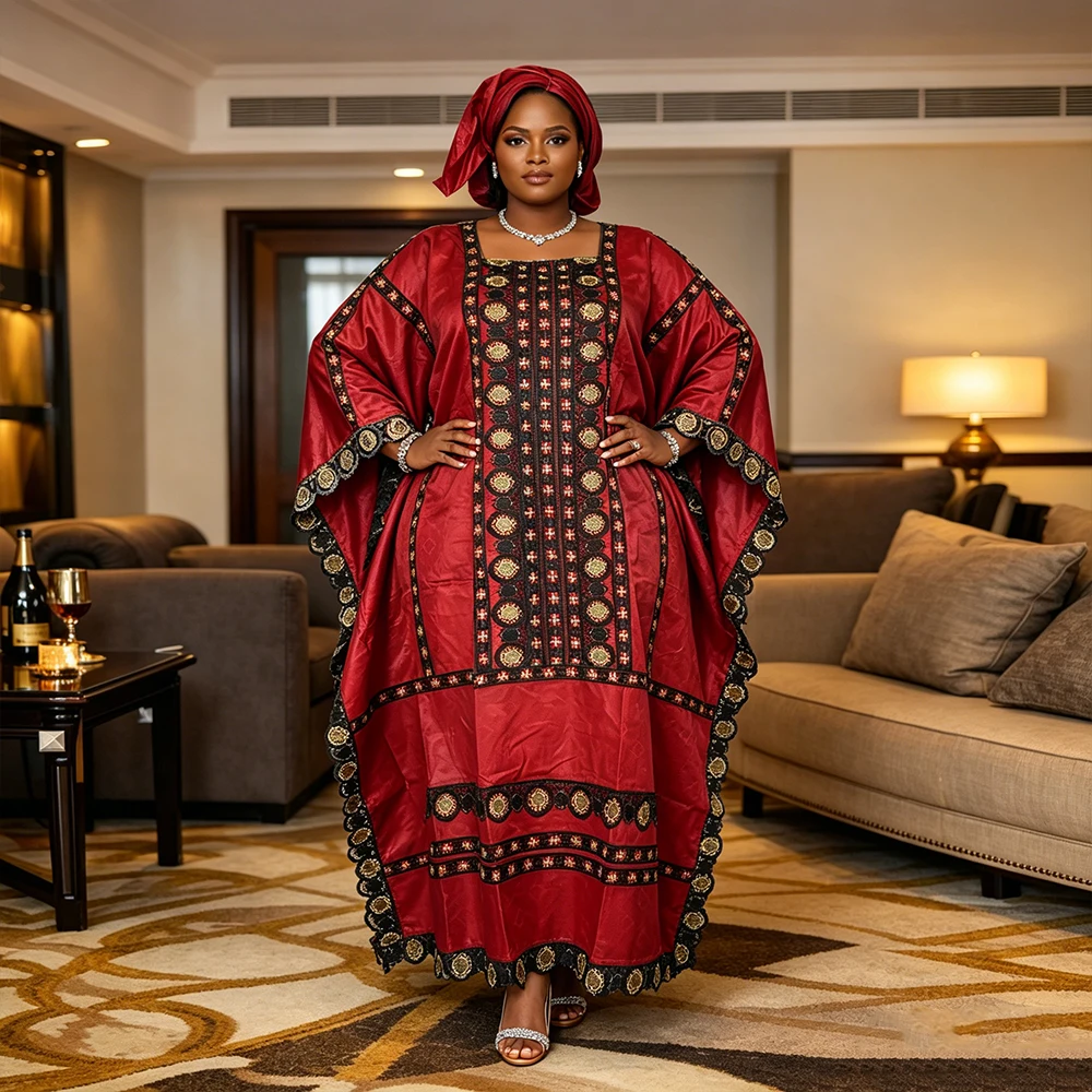 

Plus Size African Clothes for Women 2026 New African Dashiki Ankara Embroidery Robe Bazin Design Wedding Party Dresses