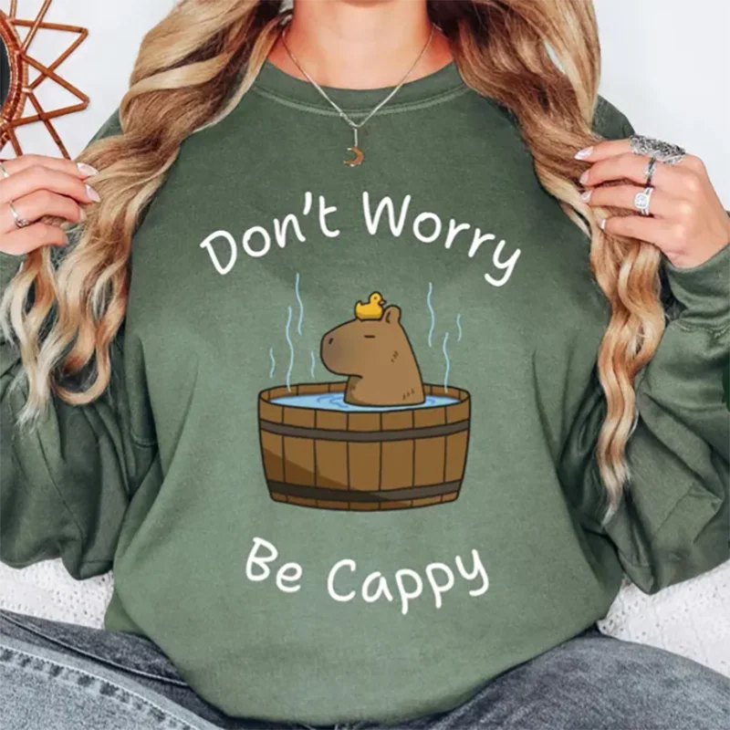 ملابس نسائية جرافيك كابيبارا عاشق هدية مضحك الحيوان هوديي كابيبارا Crewneck البلوز كوكيت قميص لمحبي كابيبارا