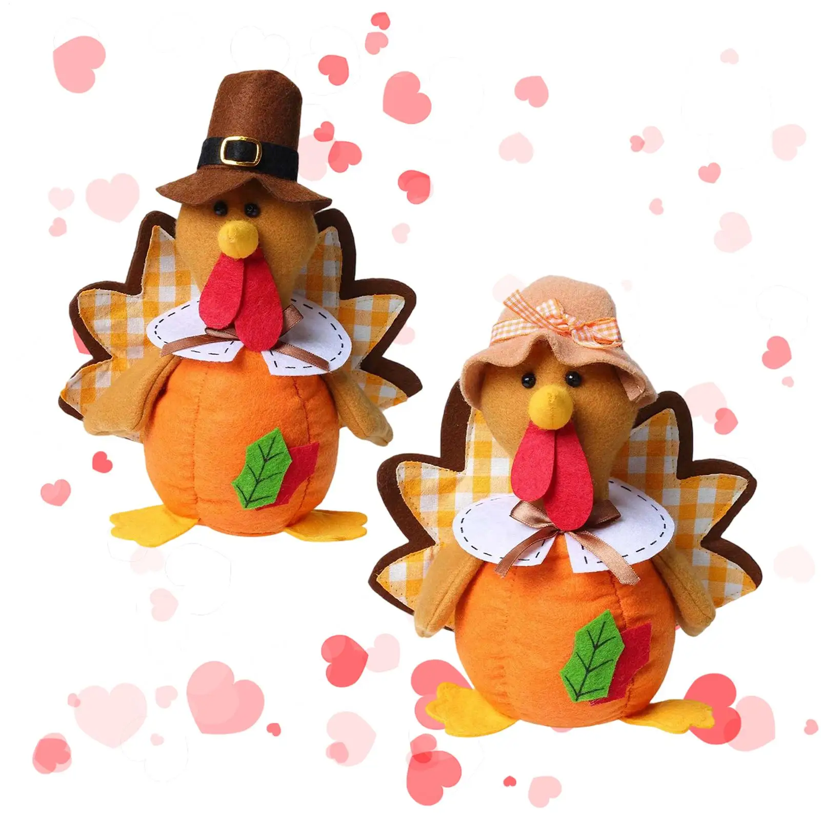 

Stuffed Turkey Couple Doll Thanksgiving Cute Soft Toy Thanksgiving Turkey Plush Toy for Festival Home Bedroom Table Mantel