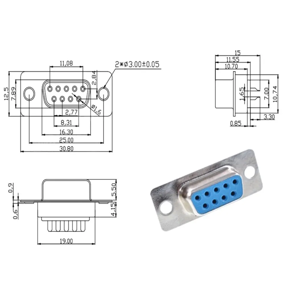 RS232 Serial DB9 D-sub Connectors Plug With Plastic Shell 485 COM Port 9 Pin Jack Socket Protective Removable