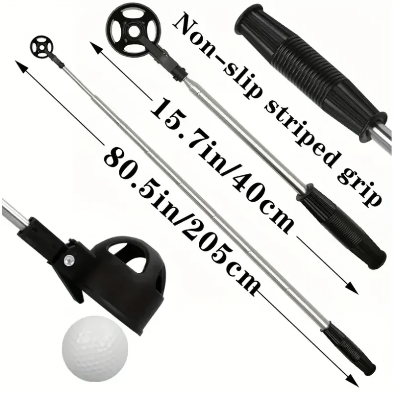 Golf Ball Retriever 8-Section Telescopic Stainless Steel Antenna Pole - Portable Golf Accessory for Ball Picking