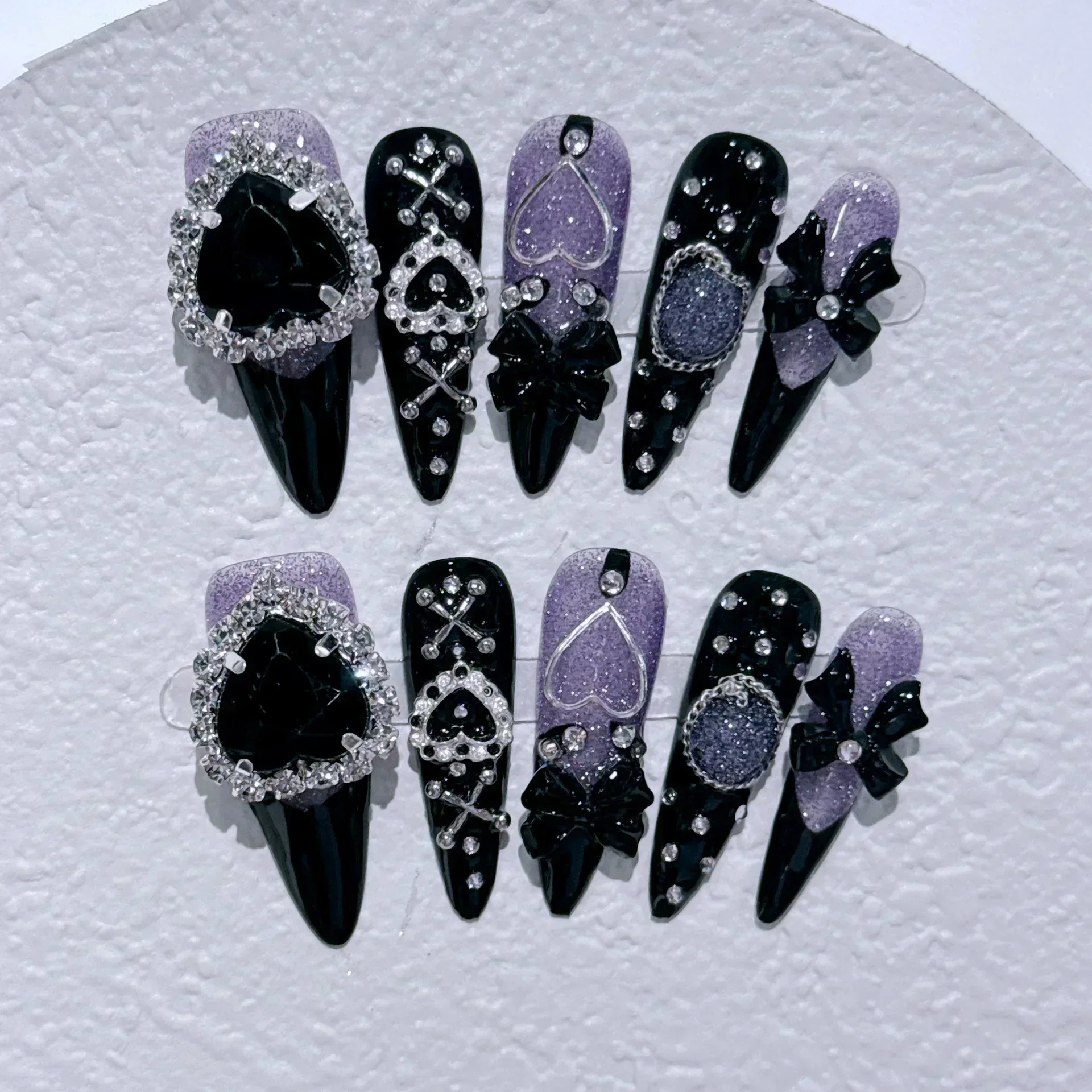 

10pc Detachable Long Stilette Ballet False Nails with Butterfly Camellia Design Y2k Hot Girl Full Cover Artificial Press on Nail