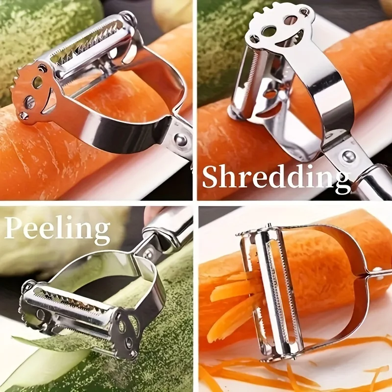 Double-Sided Stainless Steel Multifunctional Vegetable Peeler Durable Potato Slicer Household Shredder Carrot Peeler