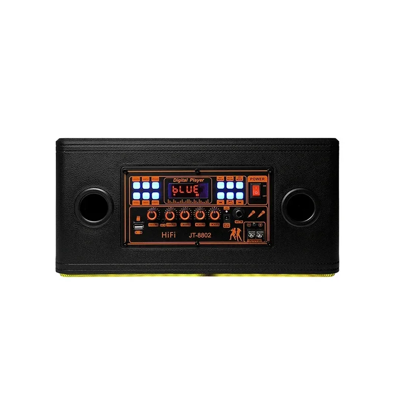 

Портативная караоке-колонка JT-8802 с большой емкостью встроенной батареи, 8 динамиками, 2 беспроводными колонками и пультом дистанционного управления.