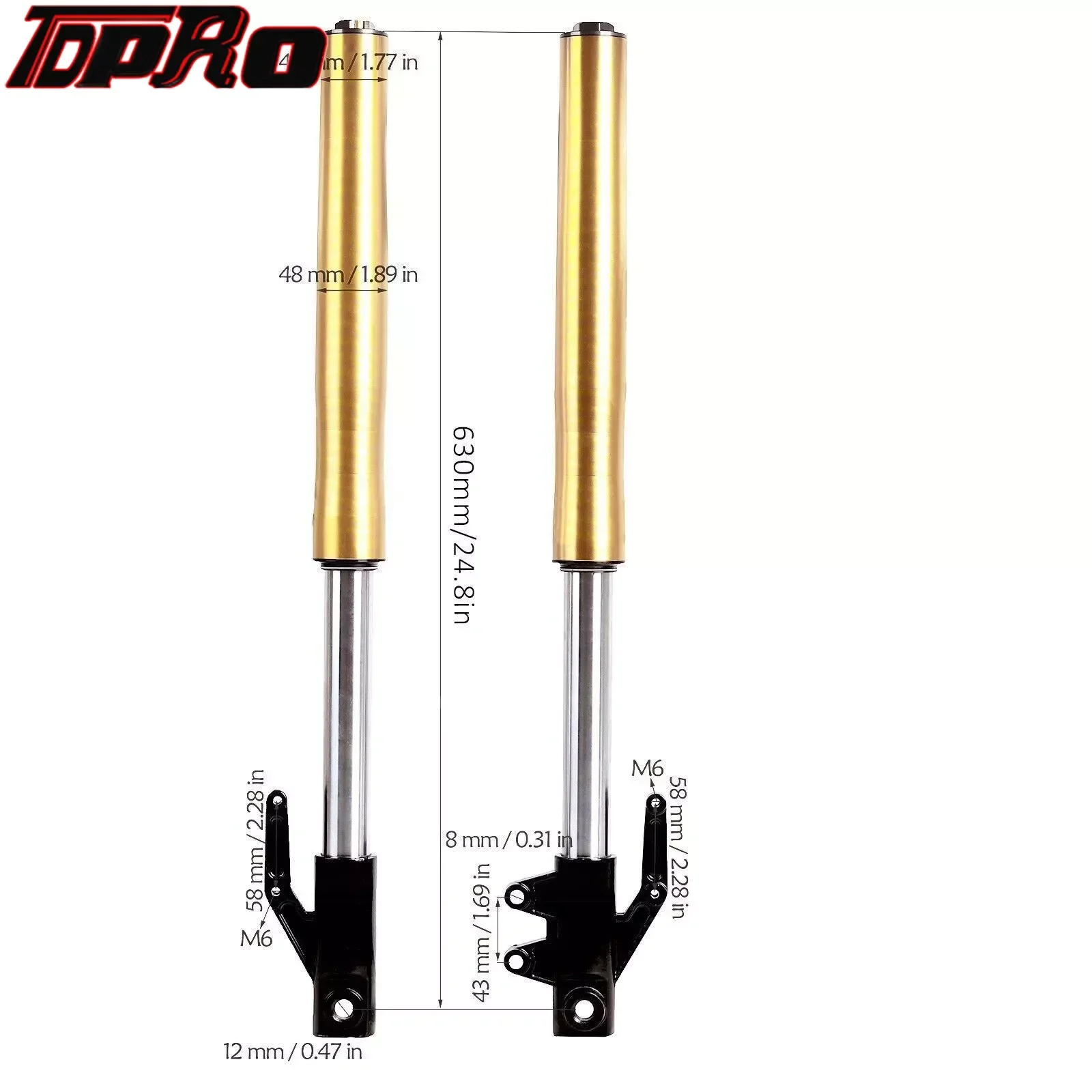 12mm Axle 630mm Front Forks Shock with 45mm 48mm Triple Tree Clamps w/Hydraulic Brake Assembly For Pit Dirt Bike CRF50 XR50