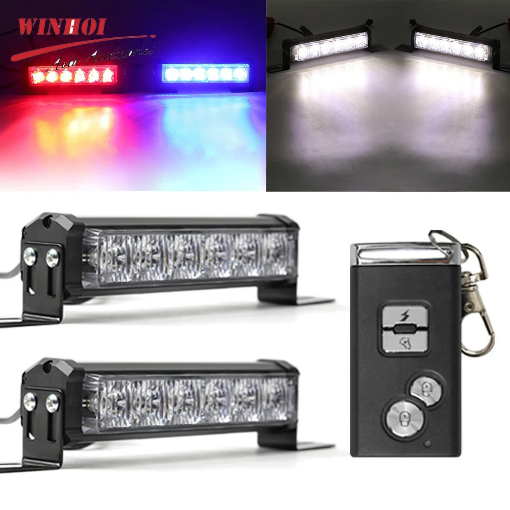 2*6 LED Police Strobe Lights Wireless Remote Car Grill Warning Emergency Lamp Auto Stroboscope Flashing Beacom Car Accessories