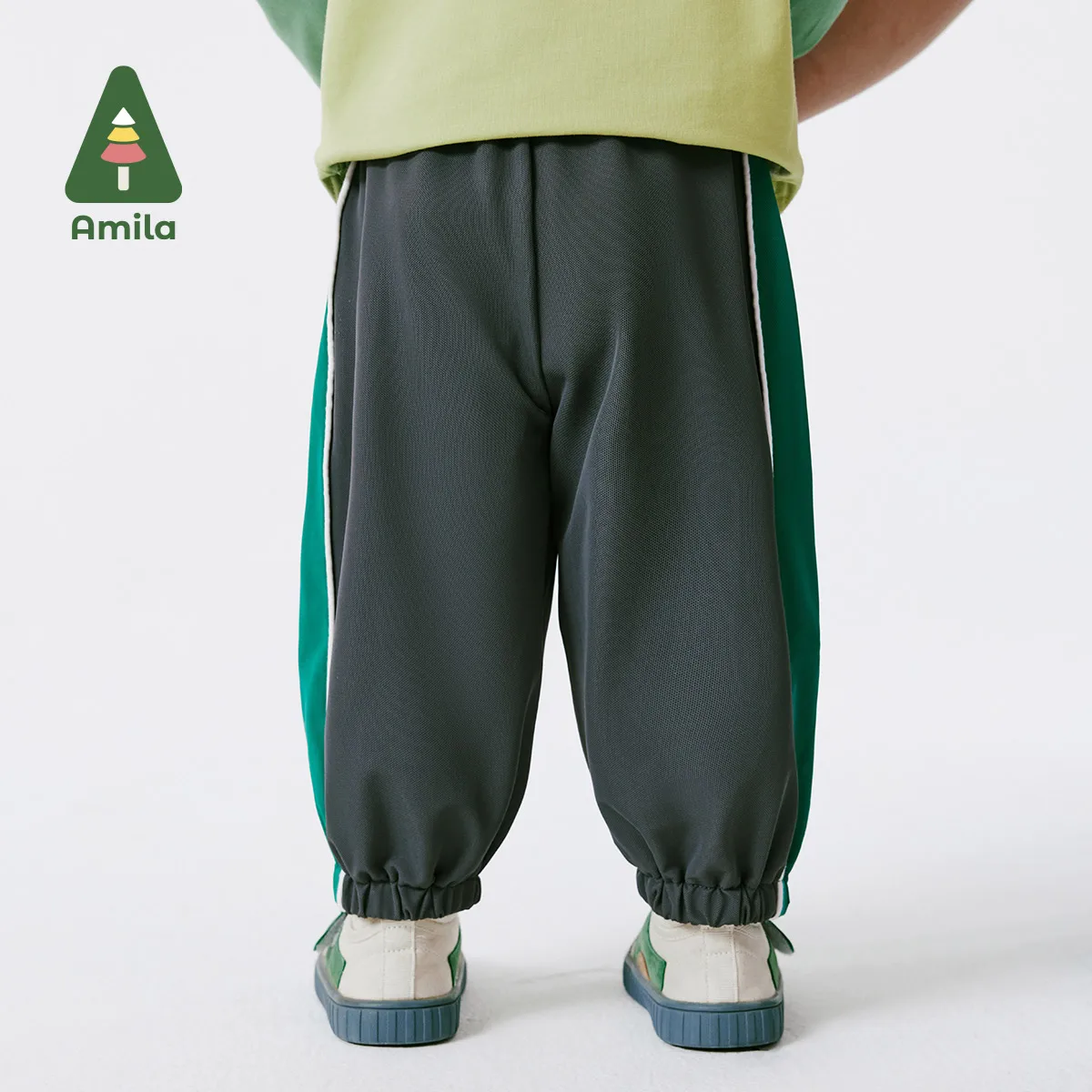 Amila Baby Boy Pants 2024 Spring New Athletic Splicing Contrast Breathable Quick-drying Casual  Baby Clothing