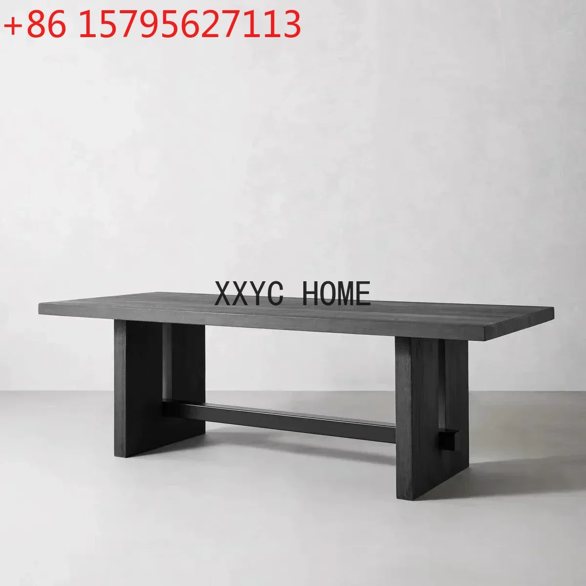 Vintage Dining Table Solid Wood Rectangular Desk Log Distressed Conference Workbench Minimalist Designer Light Luxury Long Table