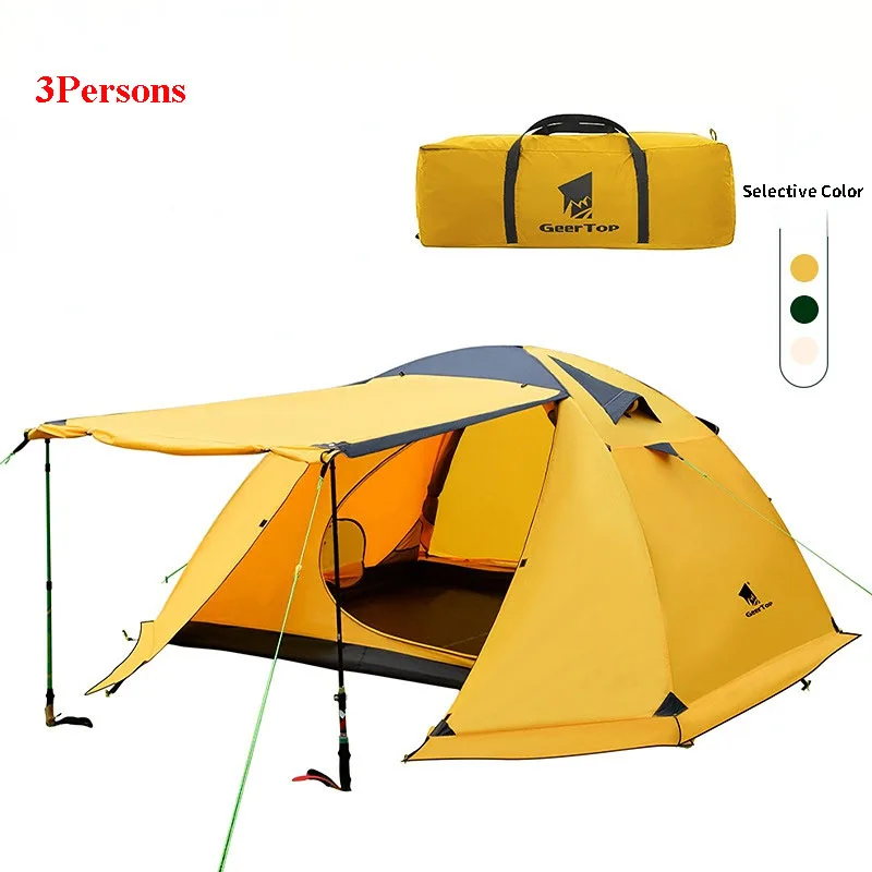 

3 Person Outdoor Tent Camping UV Aluminum Rod Snow Skirt Family BBQ Picnic Beach Self-driving Car Cycling Mountaineering Tent