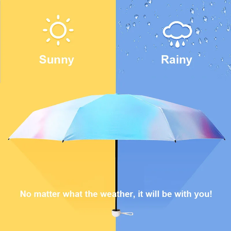 Fashion Colorful Gradient Mini Umbrella Luxury Women Umbrellas Anti Uv Parasol 5-folding Sunscreen Small Manual Umbrella 8 Ribs