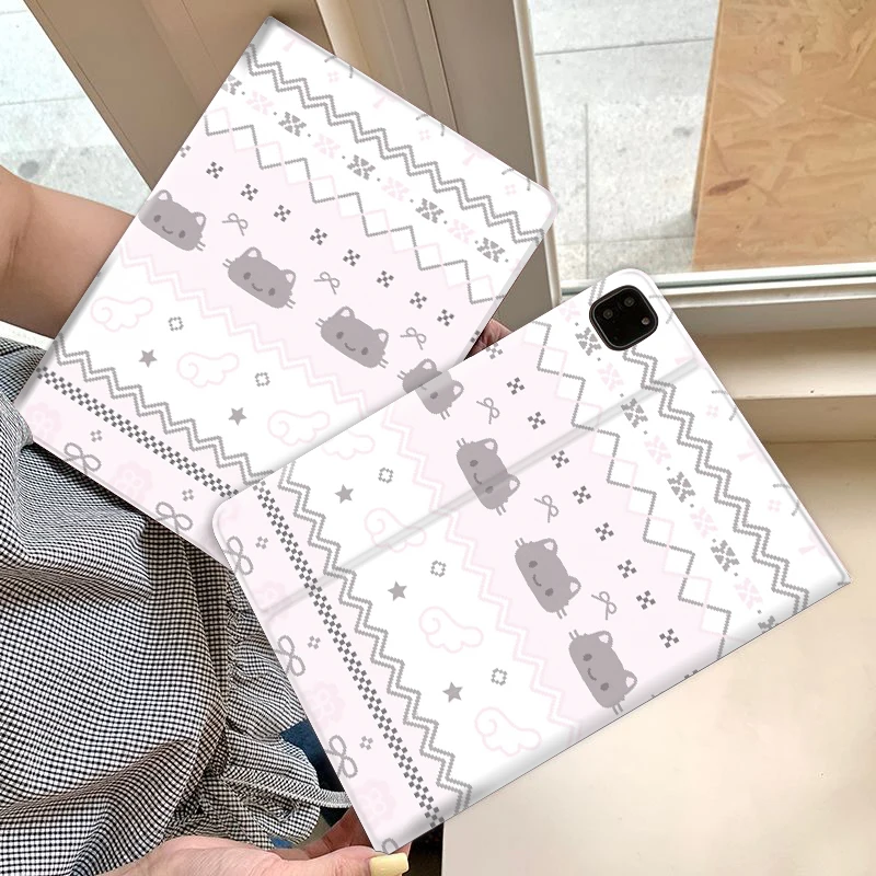 

Чехол для iPad Pro 10/11 дюймов (2020/6-го/7-го/8-го поколения), iPad Air 3-го/4-го поколения, iPad 9-го поколения, iPad Air 5-го поколения (2022), iPad Air 11 — розовый, с изображением котенка