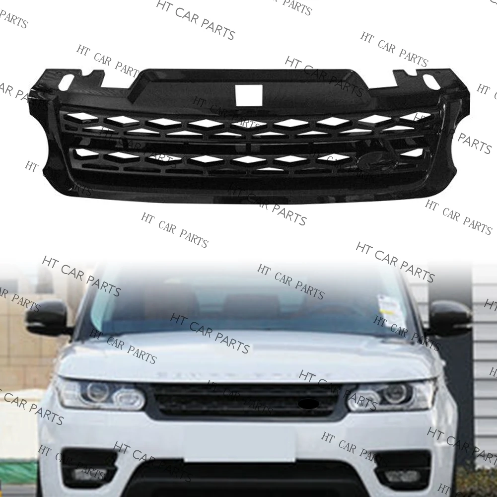

Передний бампер автомобиля, верхняя решетка радиатора с эмблемой для Land Rover Range Rover Sport Black 2014 2015 2016 2017
