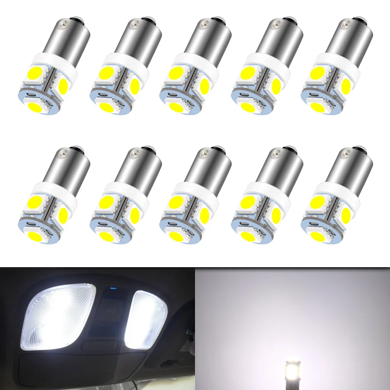 

10Pcs BA9S T11 T4W Car LED Lights 5050 5SMD Auto Interior Lighting Dome Map Reading Light Side Wedge Parker Bulbs White 12V Lamp