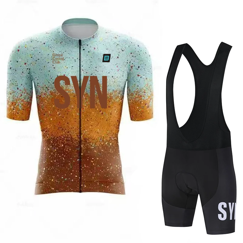 

SYN Summer new Cycling suit set men's cycling jersey short sleeved breathable outdoor cycling bib quick drying sports shirt