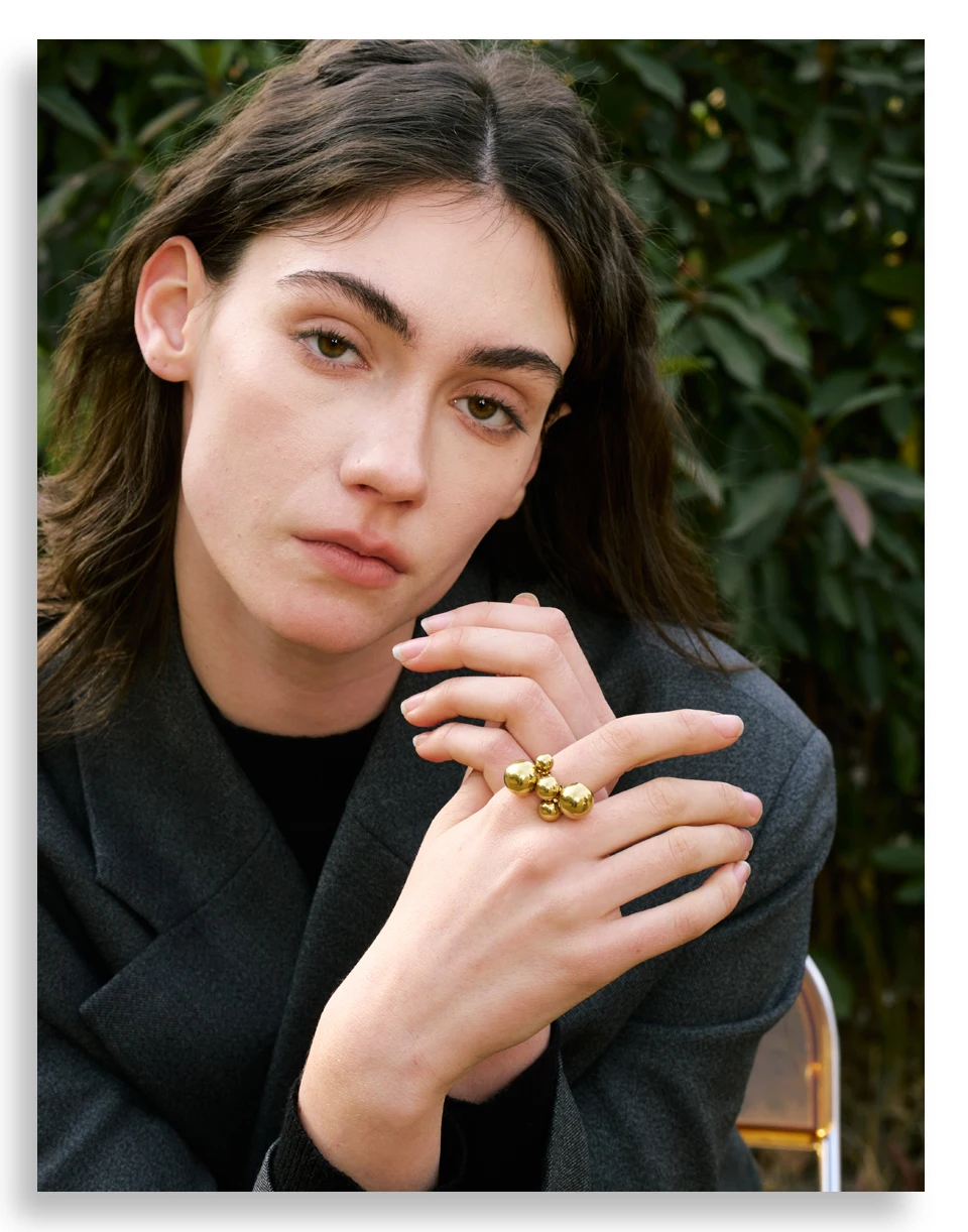 Yhpup # Edelstahl-Perlen, Kugel, handgefertigter Ring, rostfrei, 18 Karat PVD-beschichtet, personalisierter, trendiger Charm-Fingerschmuck 2025 – Detail 4