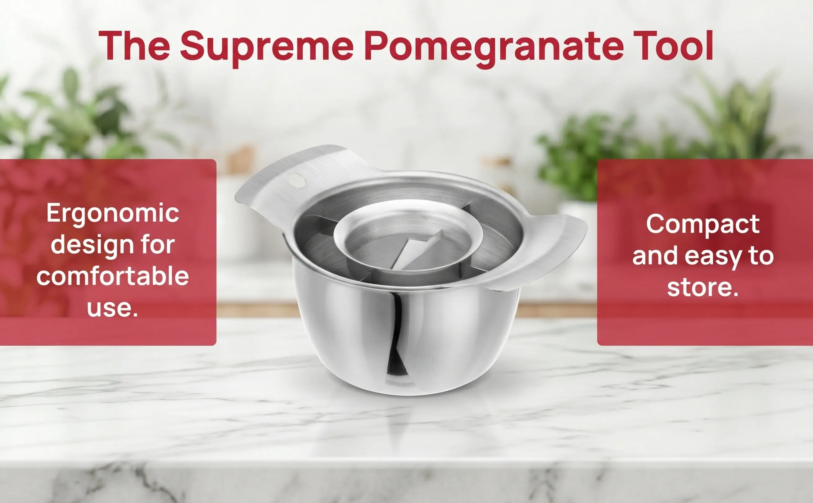 1Set Kitchen Pomegranate Peeler Stainless Steel Fruit Deseeder with Ergonomic Wood Hammer Stainless Steel Collection Bowl Easy