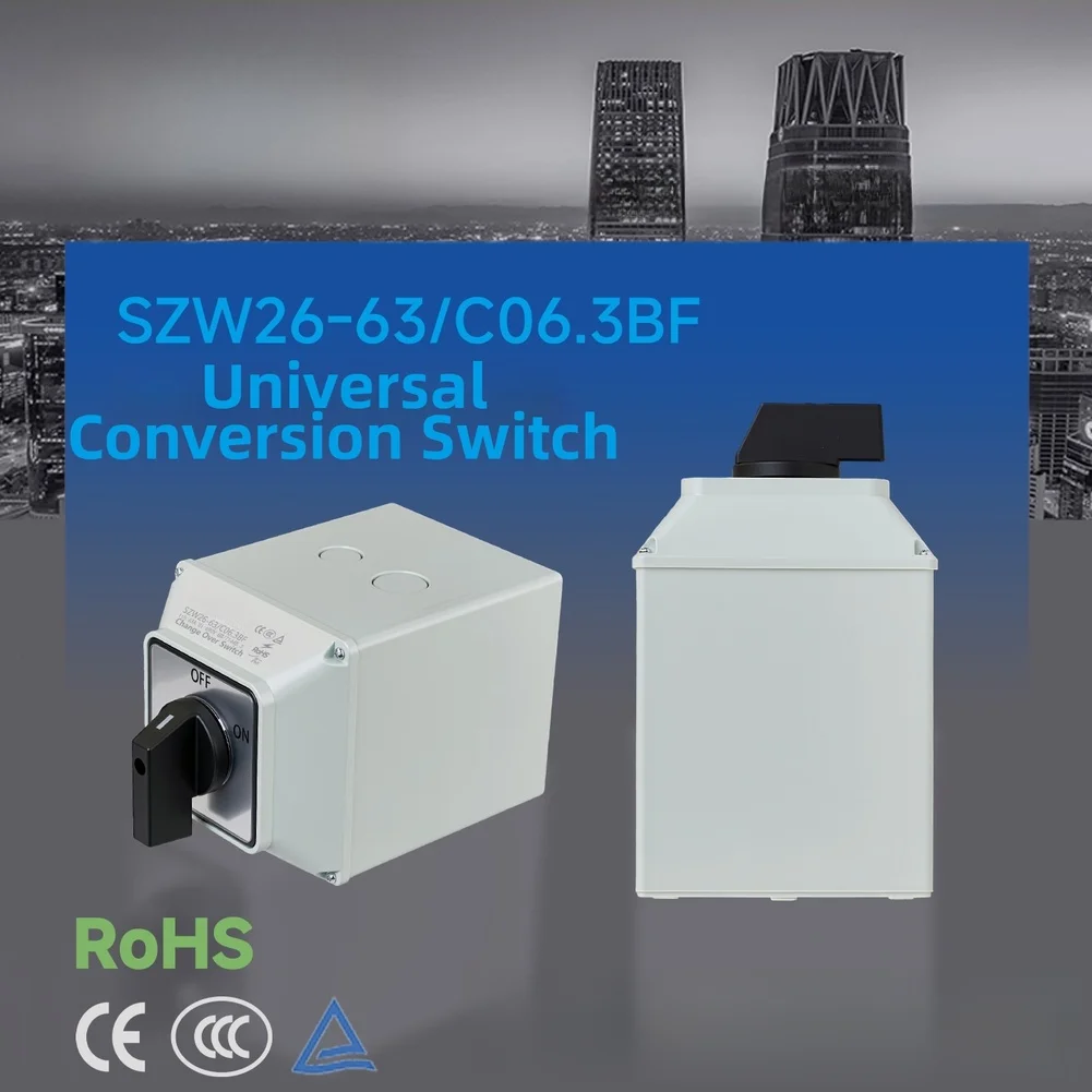 63A Industrial Changeover Switch AC440V Insulation Voltage 660V With IP65 Protective Box for Motor Direction and Load Switching