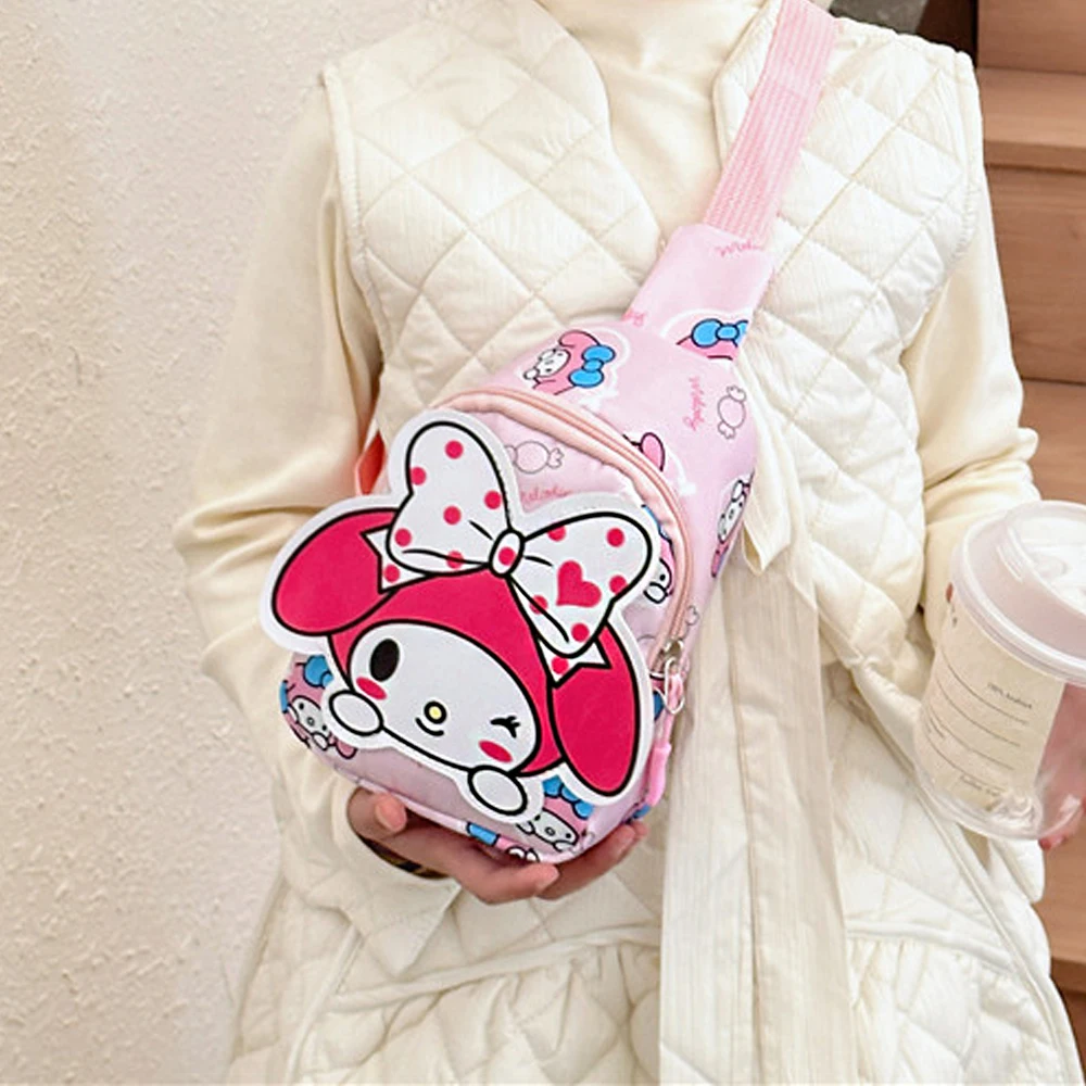 MINISO Anime Hello Kitty Sanrio Children Chest Bag Kuromi Pochacco Messenger Bags Cinnamoroll Backpack Christmas Gifts for Kids