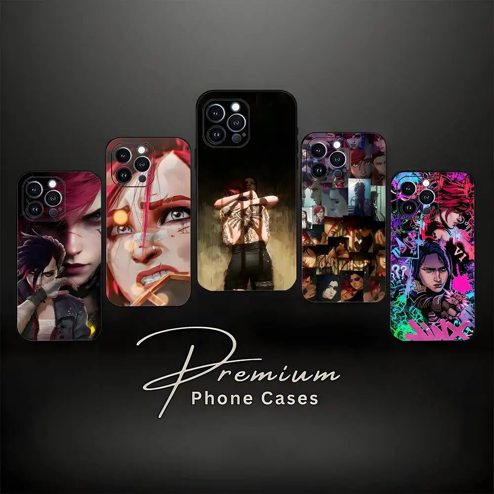 Caitlyn Vi CaitVi A-Arcane funda de teléfono para iPhone 17,16,15,14,13,12,11,Pro Max,XS,X,XR,SE,Mini,8,7, funda negra de silicona suave