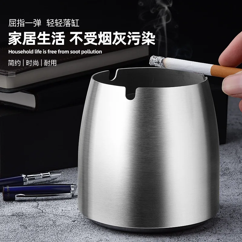 European-style Metal Stainless Steel Ashtray with Cover Creative Home KTV Bar Anti-flying Ashtray Cone Home Decoration Ornaments