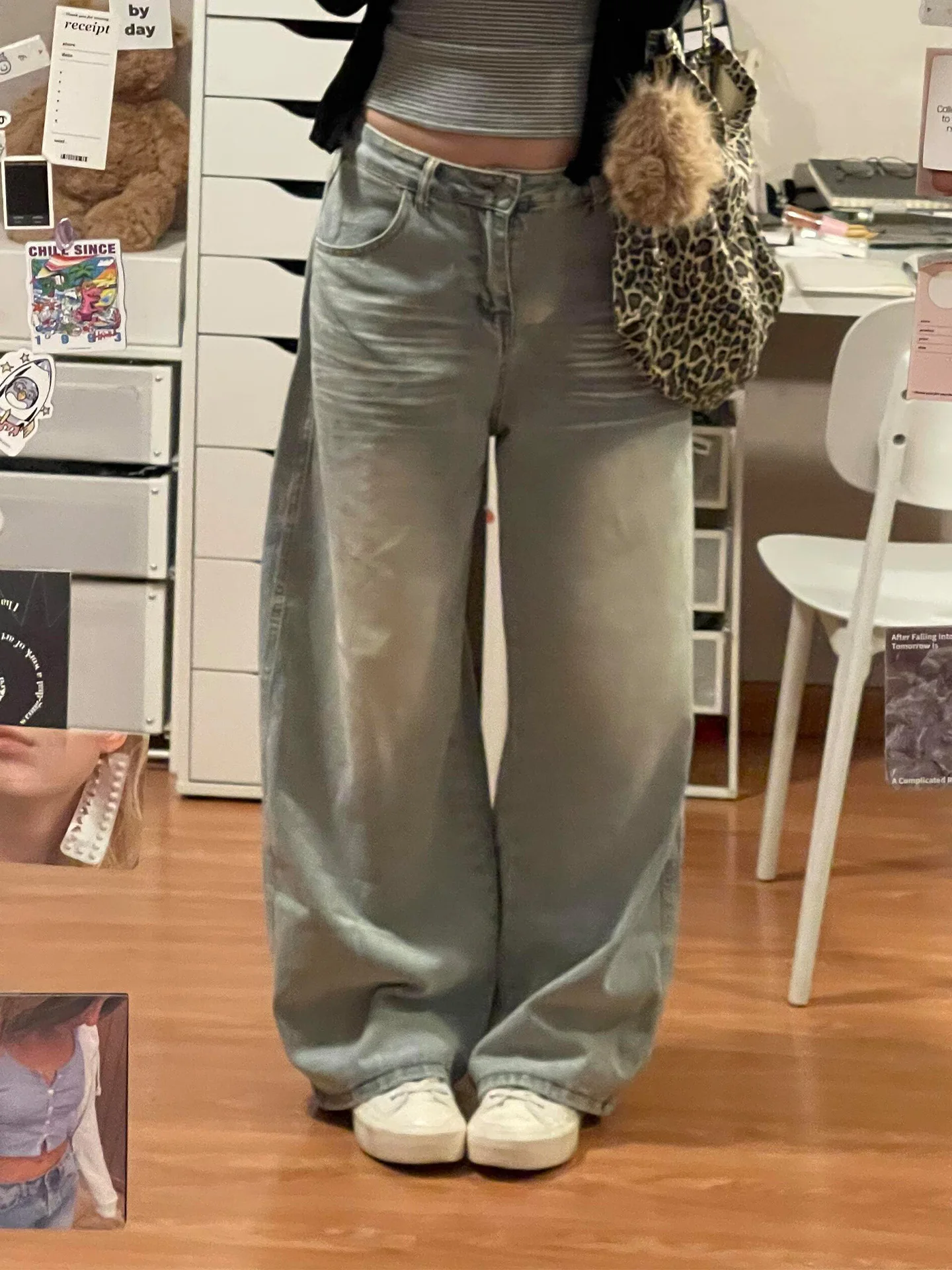 

High Waist Wide Leg Straight Cut Jeans Women's Loose Fit Vintage Washed Slimming Summer New Style Casual Comfortable Denim
