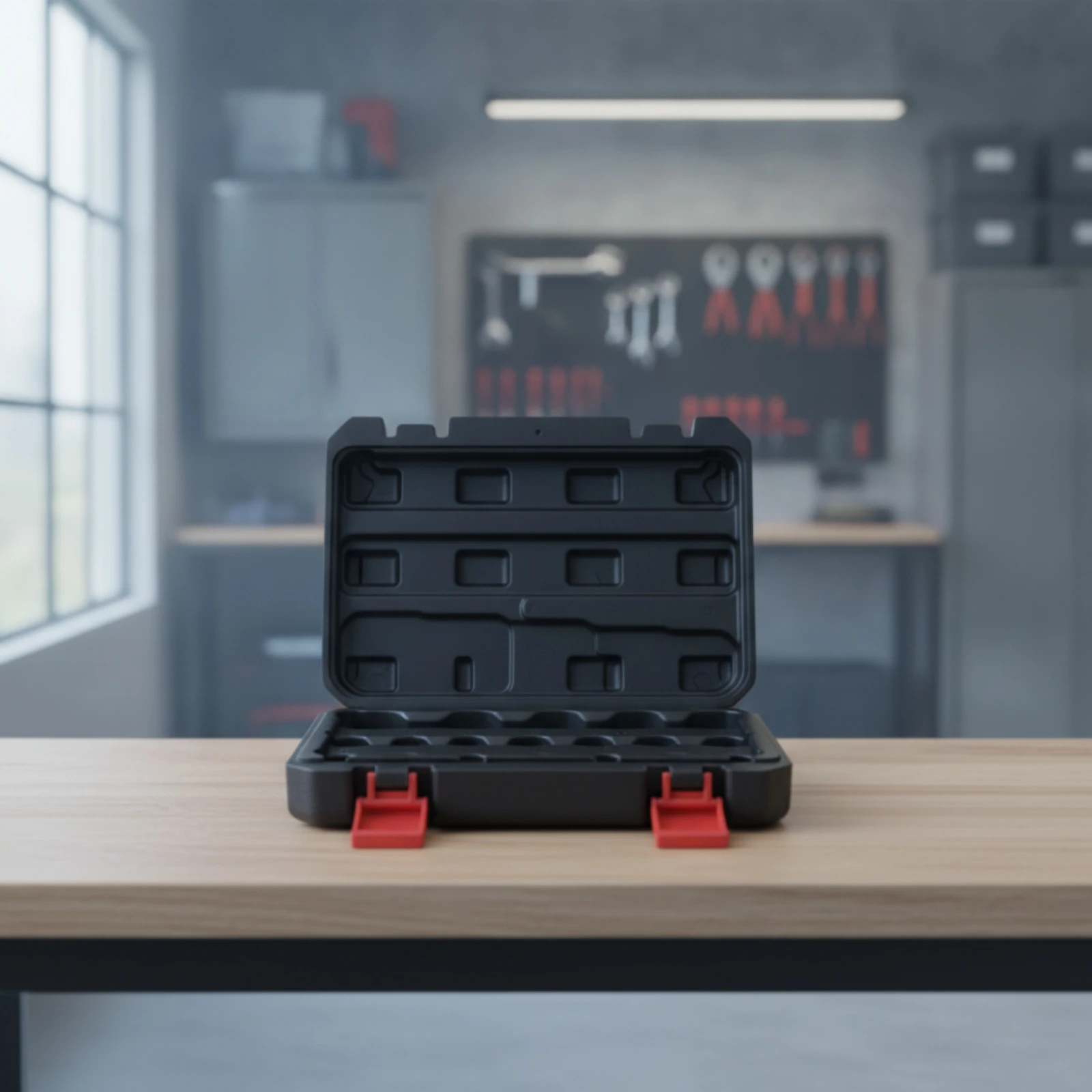 Empty Socket Case Blow-Molded Socket Storage Case Small Storage Box Clamshell Organizer Hard-Shell for Mechanics, Toolbox