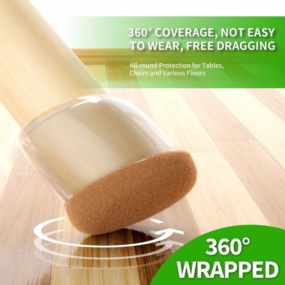 

8pcs Diagonal Chair Leg Protectors Foot Covers Multifunctional Protect Wooden Floors Thick Wrap Felt Pads Flexible