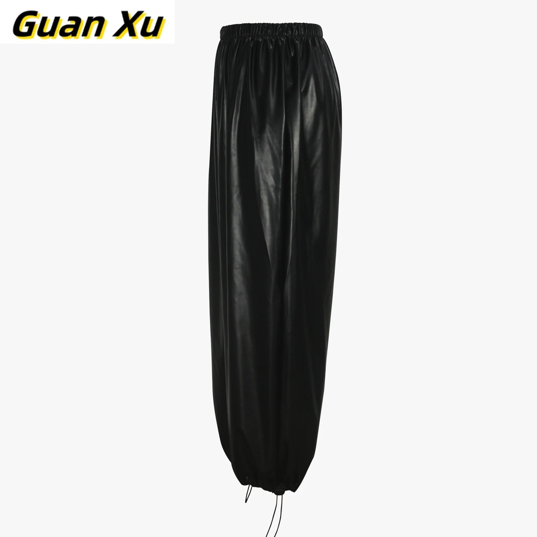 Amerikaanse lente-, herfst- en winterdameskleding effen kleur broek verstelbare broek modieuze casual leren broek