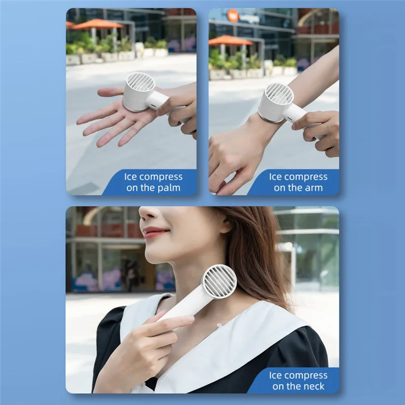 

Handheld Turbo Ice Fan With Hook USB Mini Cold Fan 5-Speeds Wind Adjustable Outdoor Ice Compress Turbo Jet Fan