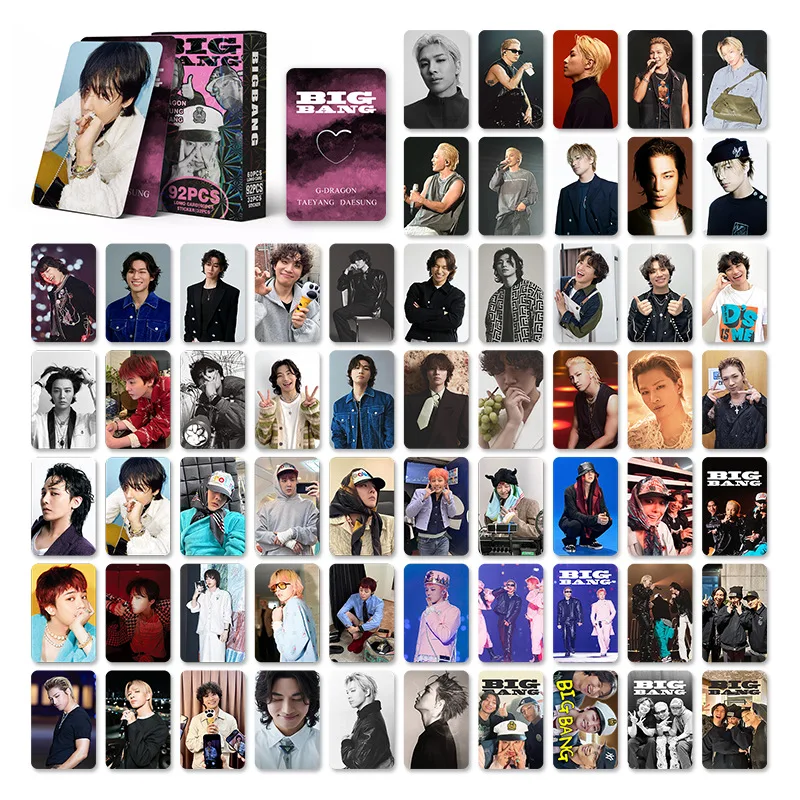 92Pcs/Set Idol Boy BIGBANG New Album Lomo Cards Photocards Stickers Kang Dae Sung Tae Yang G-Dragon HD Printd Postcard Fans Gift