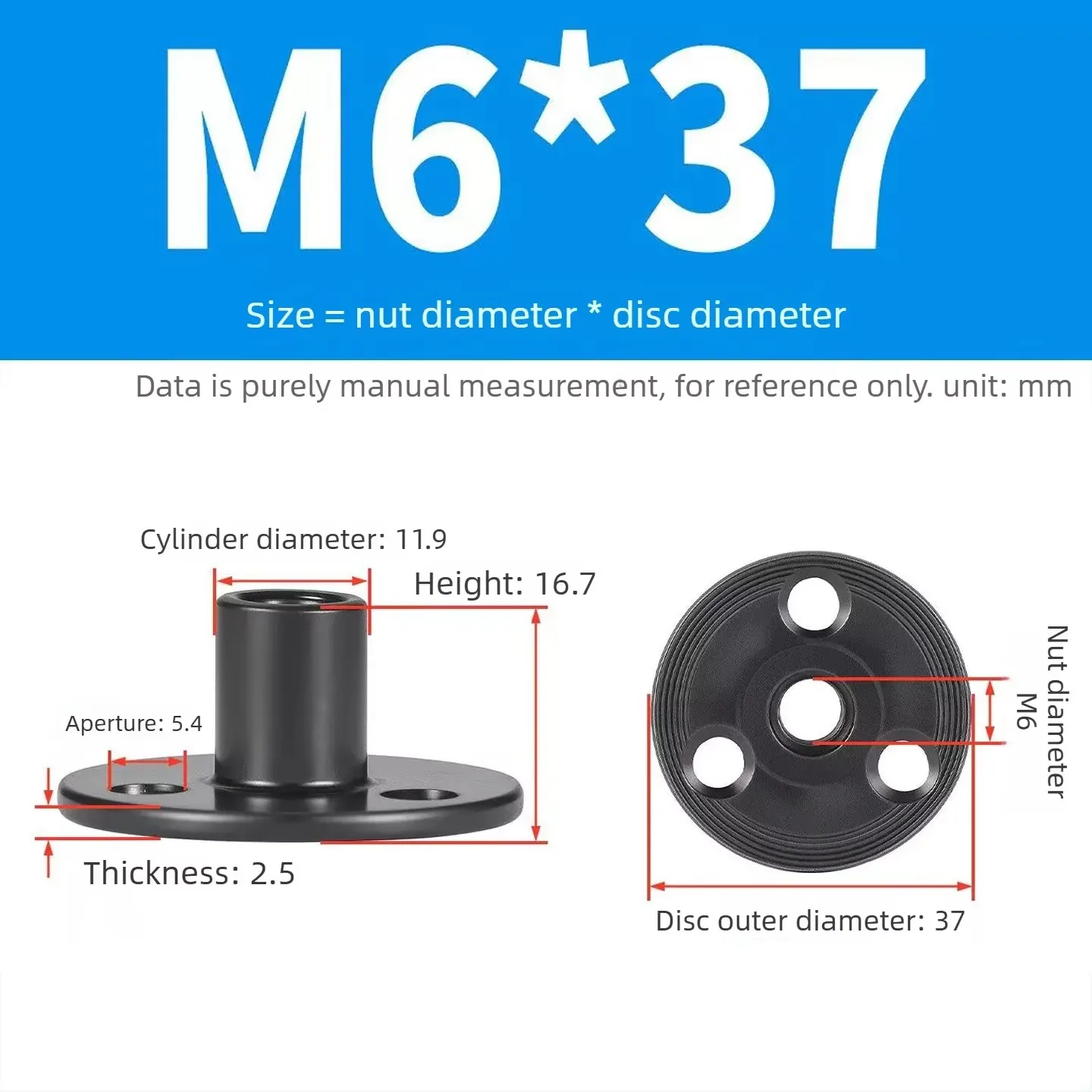 10PCS Steel Plate Three-Hole Flange Nuts M6M8M10M12 T-shaped Furniture Nuts Internal Threaded Insert Nuts Furniture Accessories