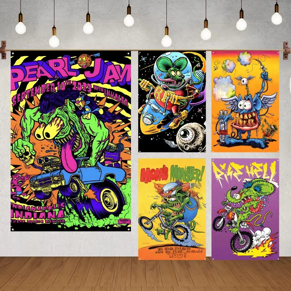 Multi-sizes Ratte Fink Meine Garage Flags Flags for indoor decoration with no edging and four corner rings for easy hanging