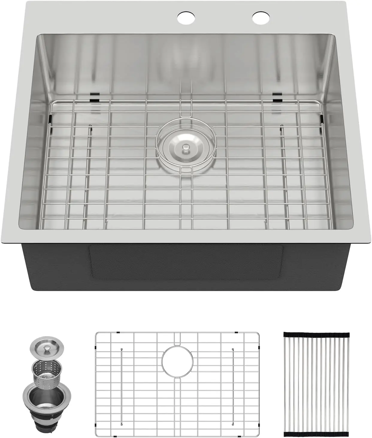 

Встраиваемая кухонная мойка из нержавеющей стали, 25 x 22 дюйма, с одной чашей, 25-дюймовая встраиваемая мойка для автодома/помещений общего пользования, большая глубокая, ручной работы