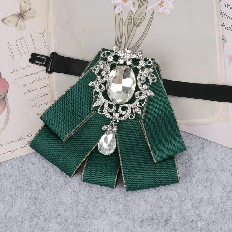 Hand-made Mann Neue Retro Strass Band Fliege Diamant Brosche frauen Hemd Kragen Solide Business Büro Muster krawatten – Detail 6