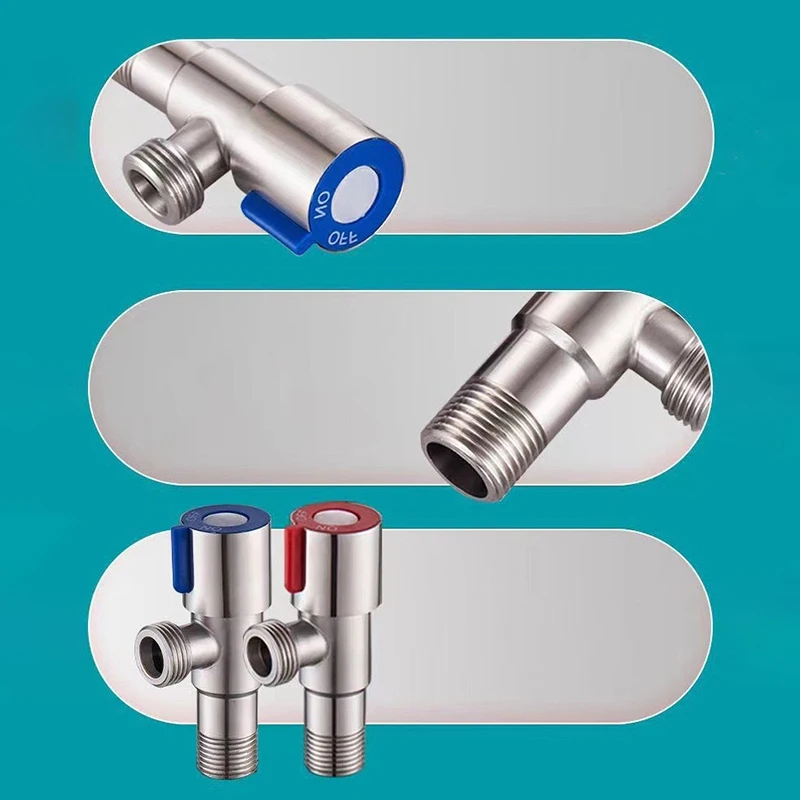 1pcs Triangle Valve Toilet Water Stop Valve Water Heater Valve Stainless Steel Hot Cold Inlet Valve For Bathrooms Kitchen Toilet