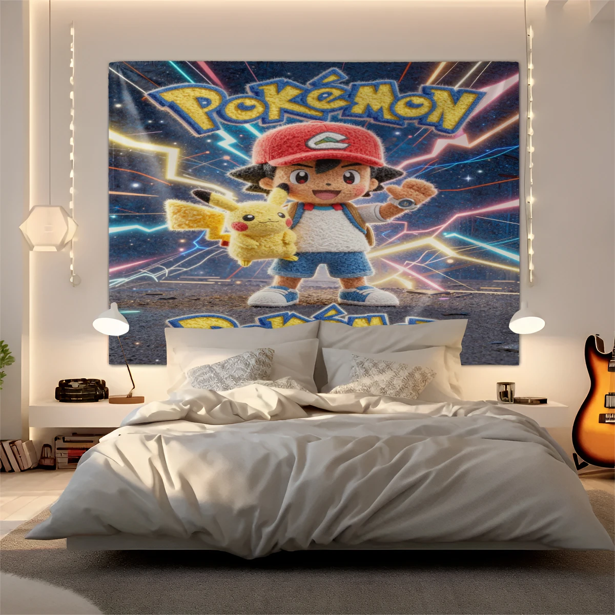 

Уютный настенный гобелен с изображением покемонов, классическое флисовое одеяло для теплого декора спальни и гостиной, мягкий коралловый фланель, различные размеры