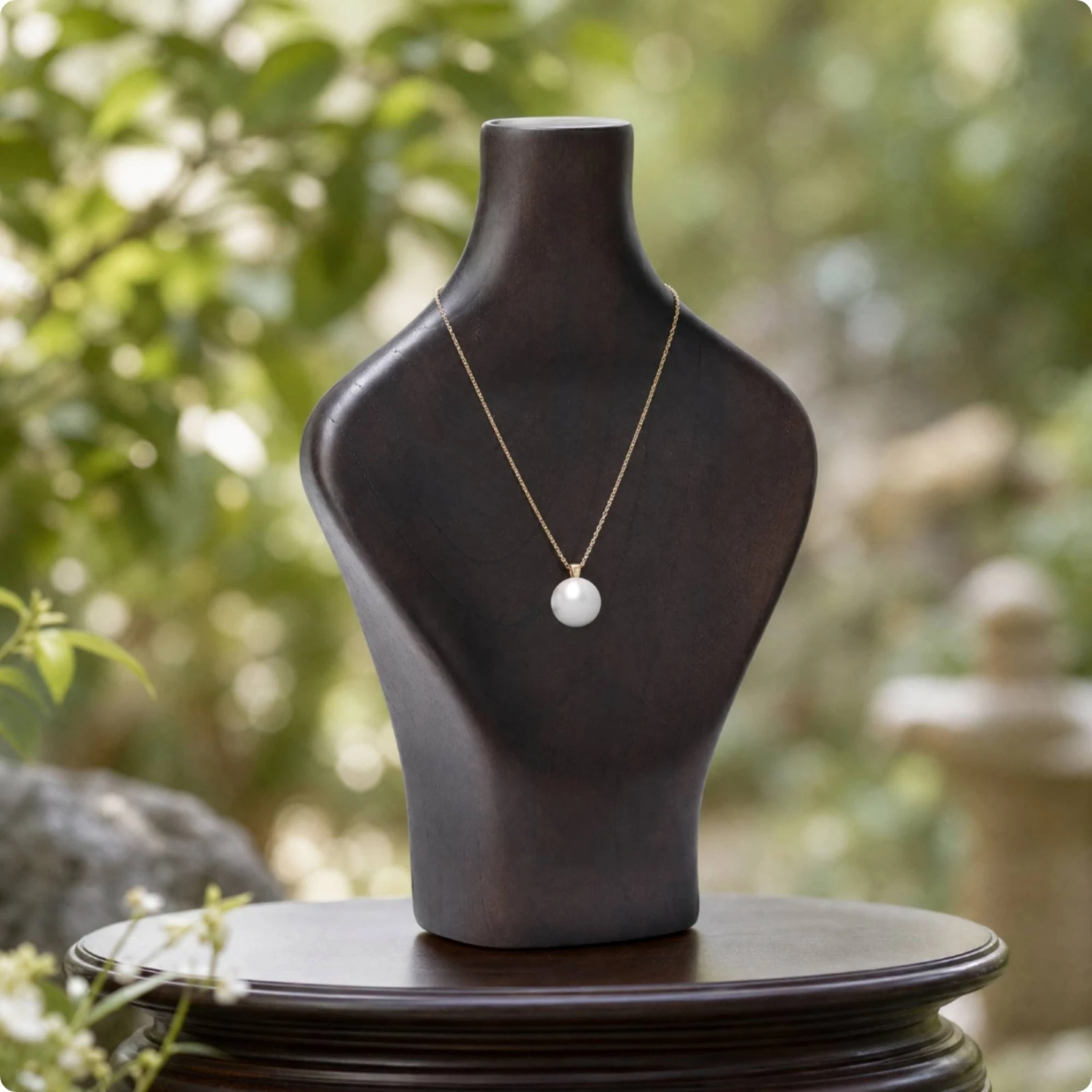 Necklace Display Bust with Wooden Base Stable Wooden Necklace Display Bust Elegant Countertop for Boutique Owners