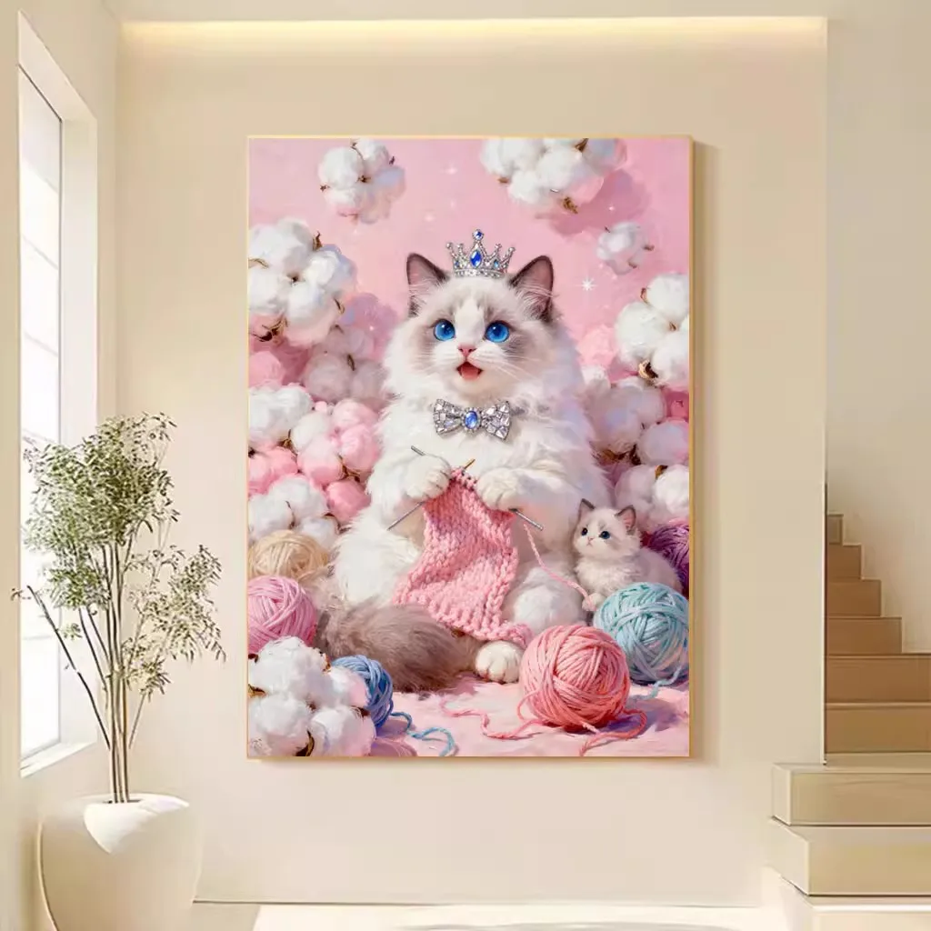 9CT 11CT Cat Knitting  Embroidery DIY Chinese Style Printed Kits Cross Stitch Thread Needlework Sets Home Crafts 41 Colors