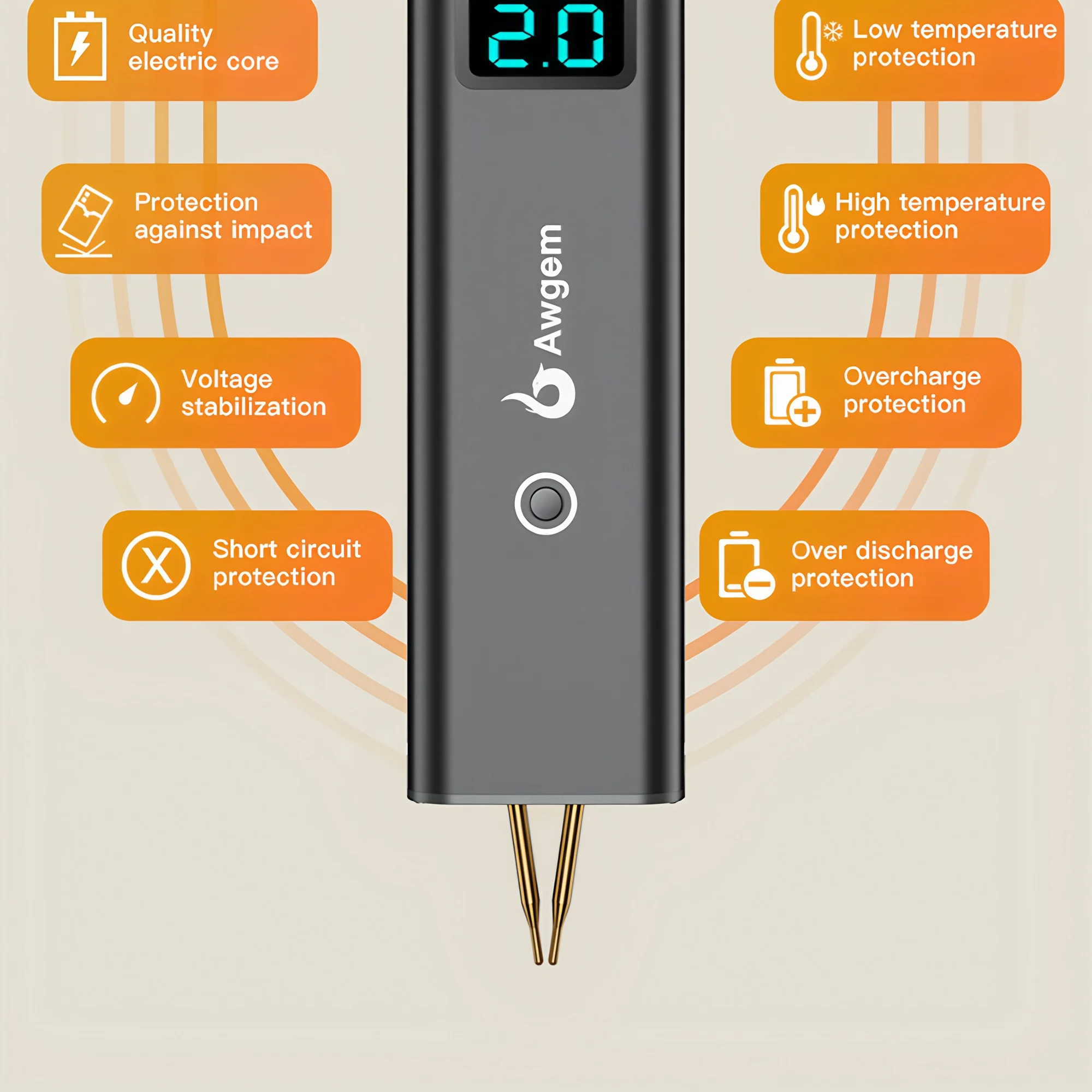 Awgem Tragbares Punktschweißgerät, DIY-Handpunktschweißgerät, 99 Gänge, verstellbares Punktschweißen für 18650-Lithium-Batterie – Detail 26