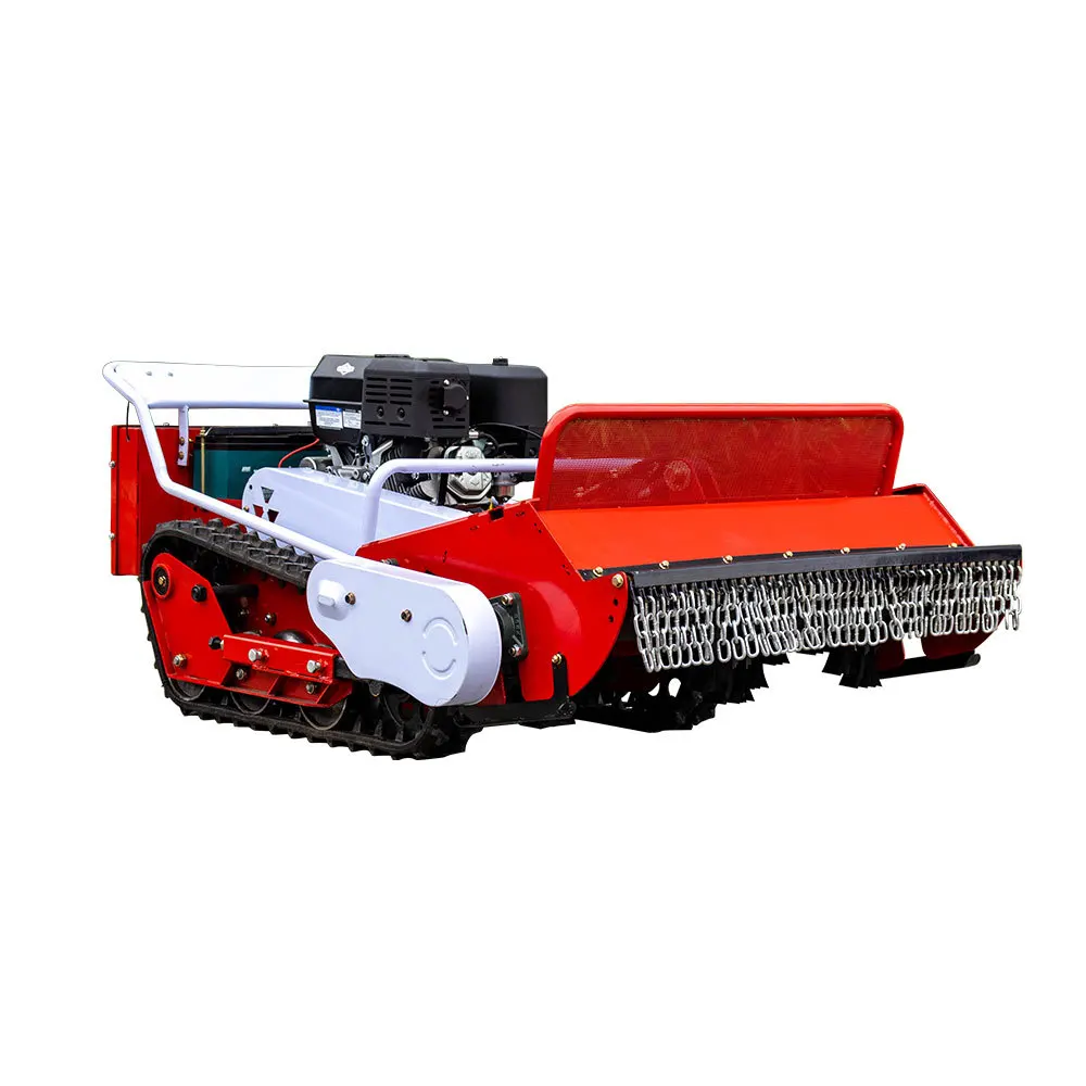 Customized Remote control intelligent tracked lawn mower, low-noise fuel powered orchard community farm weeding equipment