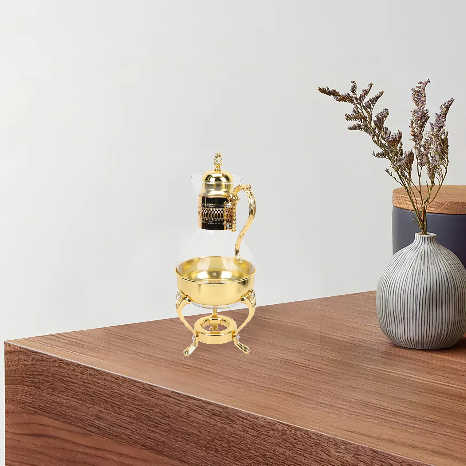 

Стеклянный кофейник с подогревом, премиальная ручка из цинкового сплава, большая емкость, для дома, отеля, ресторана, винтажный европейский стиль