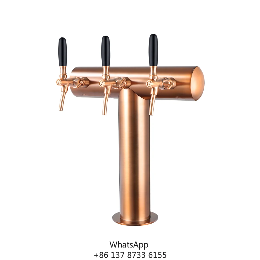 

Wholesale Stainless Steel & Brass T Type Iced Beer Column 3 Tap Electric/Ice Refrigeration Food Grade Beer Dispenser Taps Tower